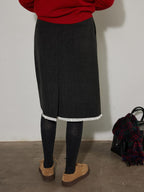 Lofi choose High Waist Office Ready Solid Panel Straight Loose Fit Women Midi Skirts