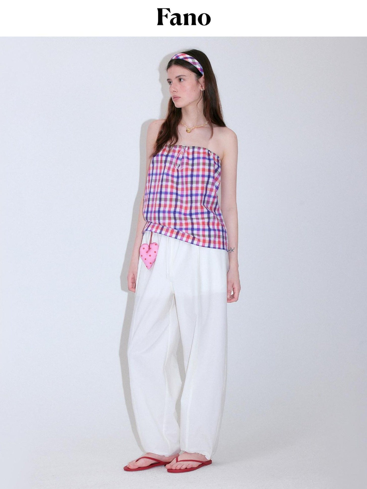 fano Rainbow Plaid Stretch Oversized H Silhouette High Waist Women Tube Tops