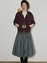 Lofi choose Hooded Zip Front Relaxed Fit Office Women Deep Purple Blue Cropped Jackets