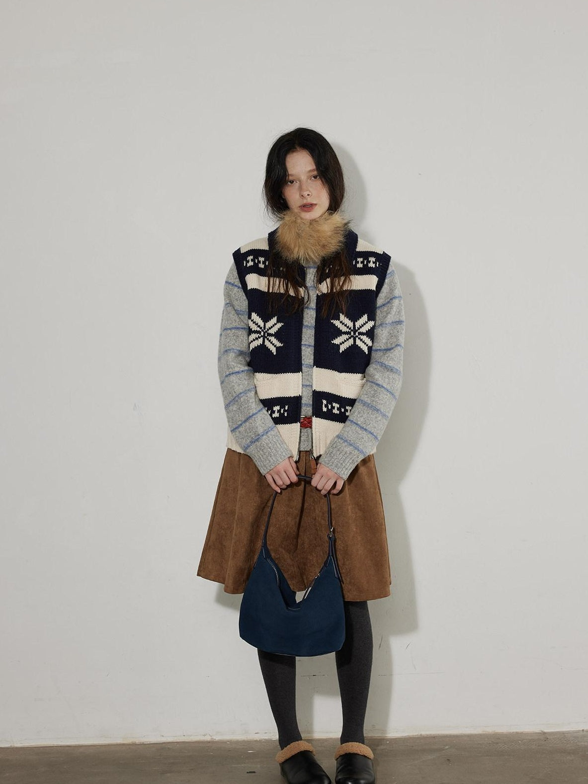 Lofi choose Acrylic Wool Blend Office Loose Fit Striped Pullover Crewneck Women Sweaters