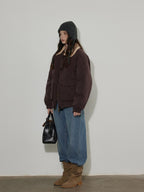 Lofi choose 90 Percent White Duck Down Oversized Turn Down Collar Plum Purple Down Jackets
