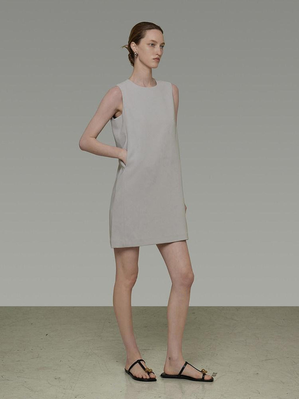 unspoken Minimal Sleeveless Natural Waist Structured Vest For Office Acetate Midi Dresses