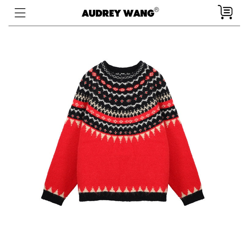 audreyyang_Cozy_Thick_Oversized_Geometric_Totem_Crewneck_Women_Wool_Blend_Sweaters_MISSTT