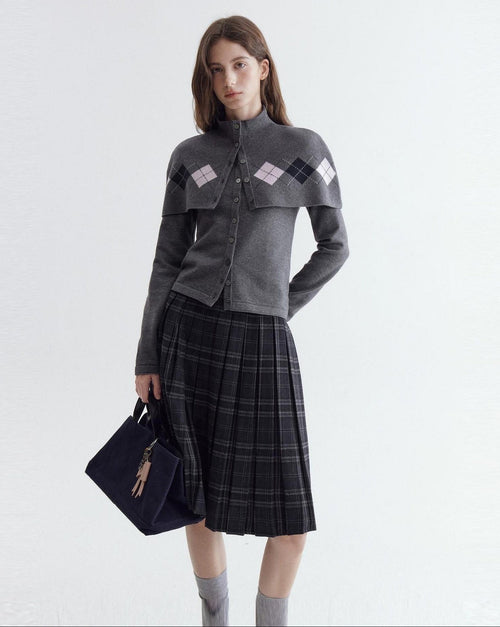 fano Button Front Two Piece Knit Crew Neck Long Sleeve Women Office Cardigans