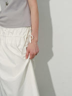 Lofi choose High Waist Bow A Line Cotton Commuter Loose Fit Women Tie Elegant Midi Skirts