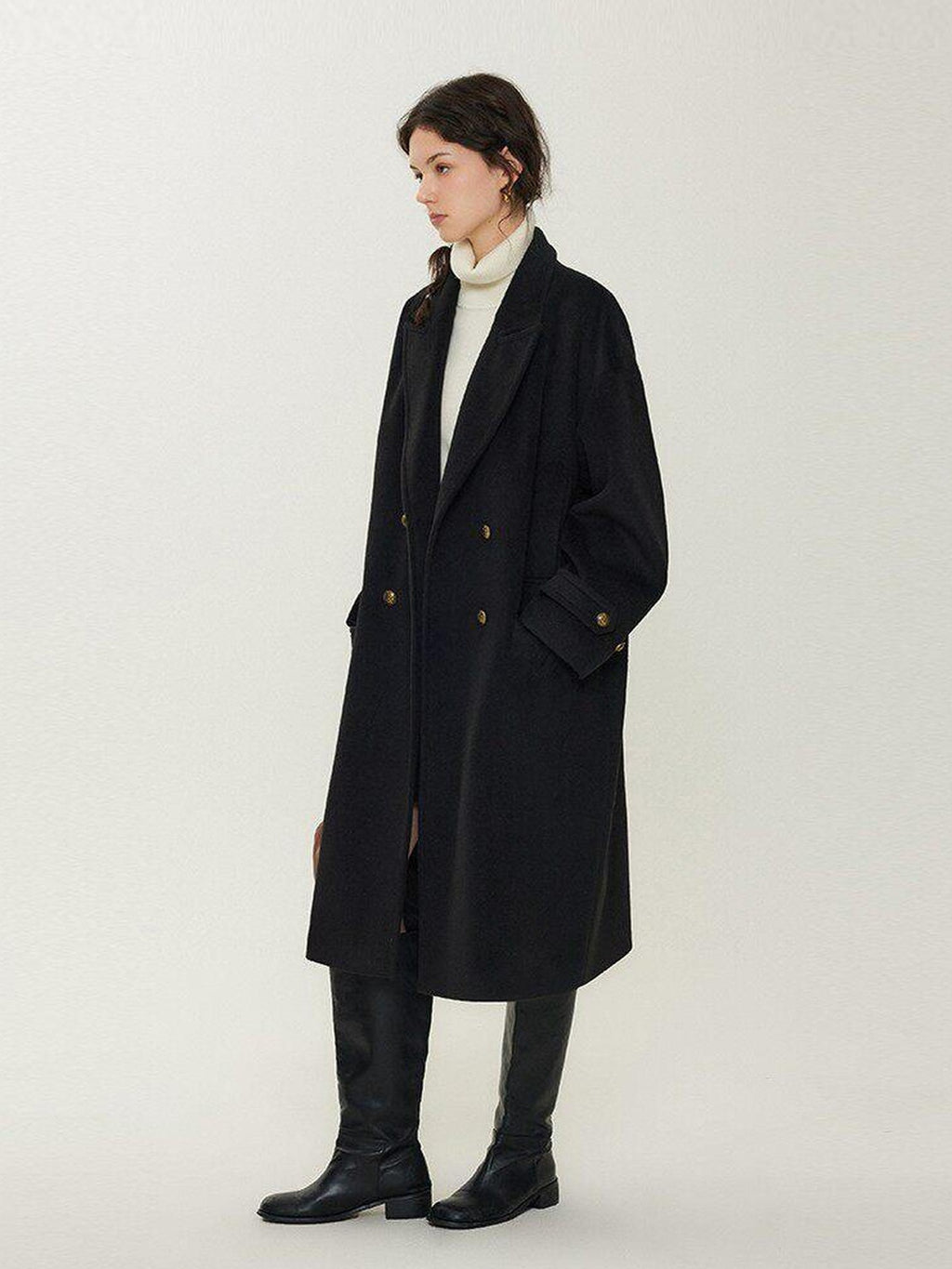 fano Minimalist Commuter Straight Fit Double Breasted Lapel Pocket Women Short Coat