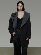 unspoken Warm Thick Minimal Commuter Loose Fit Lapel Women Sheep Wool Blend Wool Coats