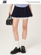 ikyou Shape Retention Patchwork A Line Lined Side Zip Casual Women Mini Skirts