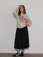 Lofi choose Oversized Letter Print Crewneck Pullover Commuter Style Women Oatmeal Sweatshirt