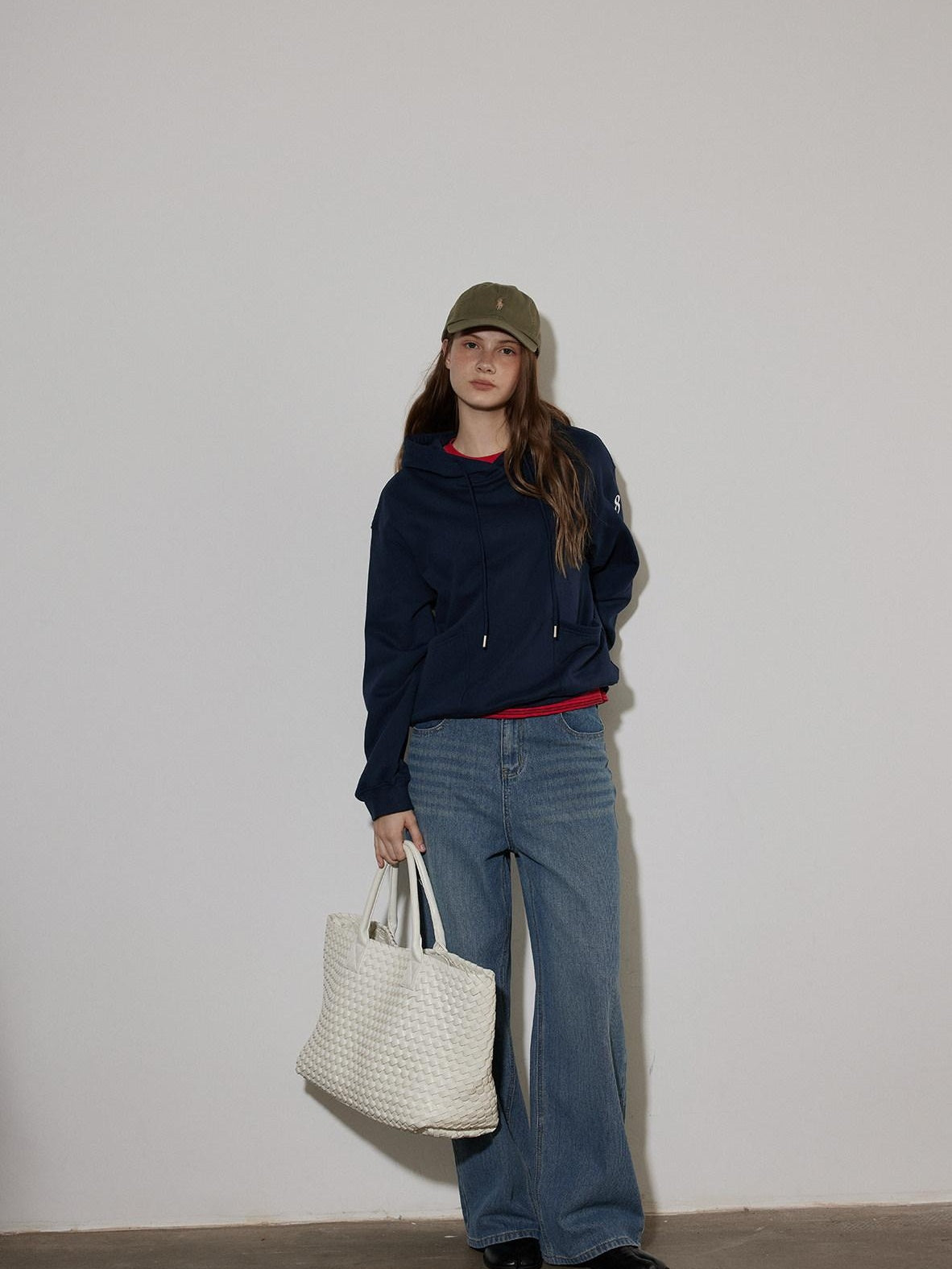 Lofi choose Fleece Lined Cotton Relaxed Hooded Pullover Smart Casual Long Sleeve Navy Hoodie
