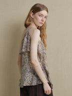 someonesometimes Lightweight Wool Blend Original Ruffle Loose Fit Women Striped Paisley Camisoles