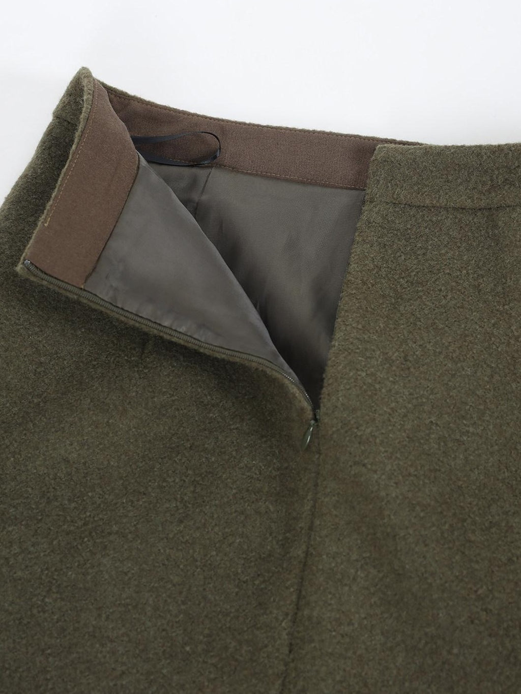 audreyyang Insulated Loose Fit Hooded Wool Blend Hidden Button Beech Green Cropped Jackets