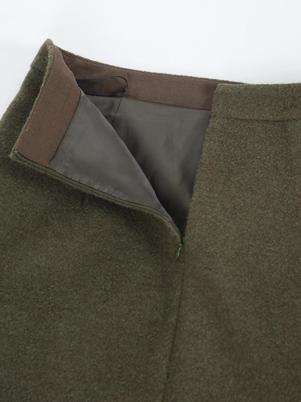 audreyyang Insulated Loose Fit Hooded Wool Blend Hidden Button Beech Green Cropped Jackets