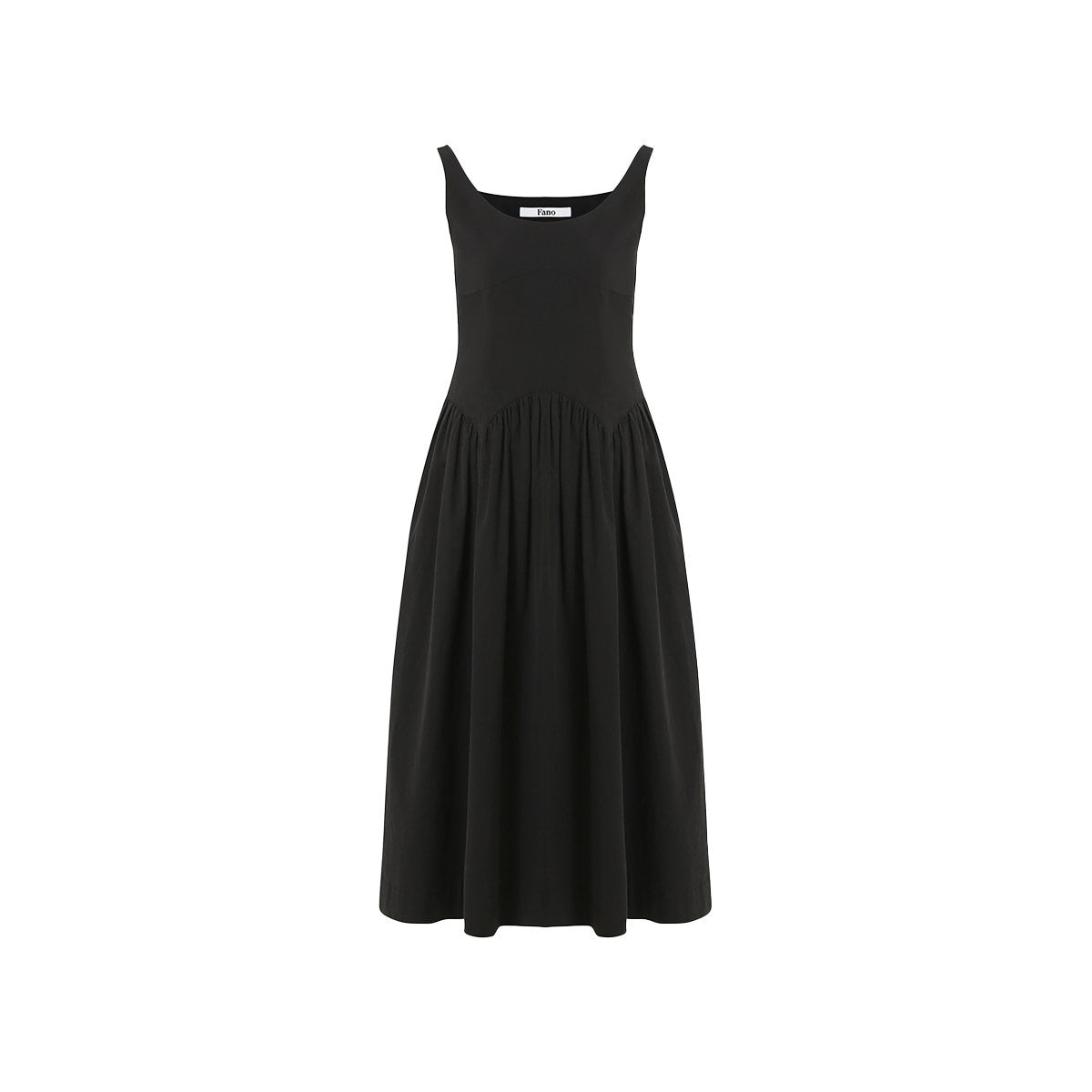 fano_Pure_Cotton_U_Neck_Sleeveless_A_Line_Korean_Office_Dress_Women_Black_Maxi_Dresses_MISSTT