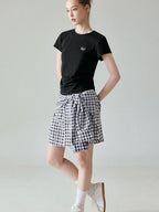 fano Lyocell Stretch Slim Fit Korean Office Black Round Neck Short Sleeve T-Shirts