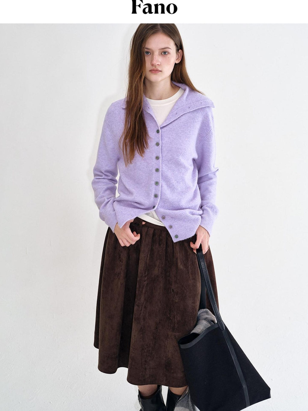 fano Recycled Fiber Loose Fit Casual High Neck Button Long Sleeve Women Cardigans