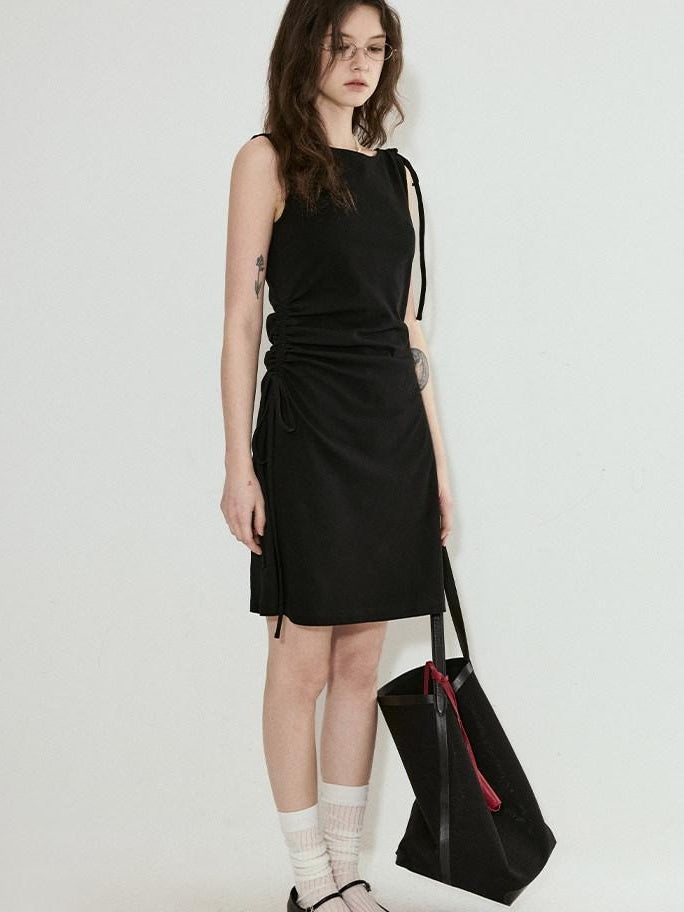 fano Cotton Blend Elegant Sleeveless Asymmetric Hem H Fit Women Midi Dresses