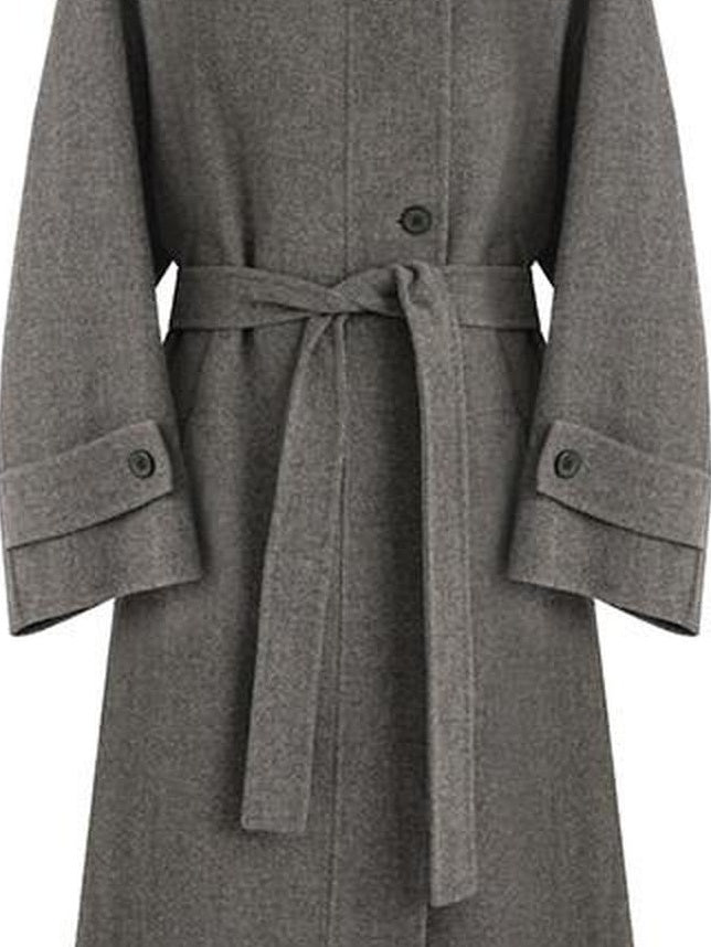 fano 100 Percent Sheep Wool Longline Minimal Commuter Straight Cut Women Wool Coats