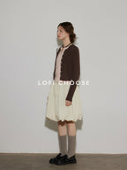 Lofi choose Two Tone Button Front Loose Fit Commuter Round Neck Women Knitwear Cardigans