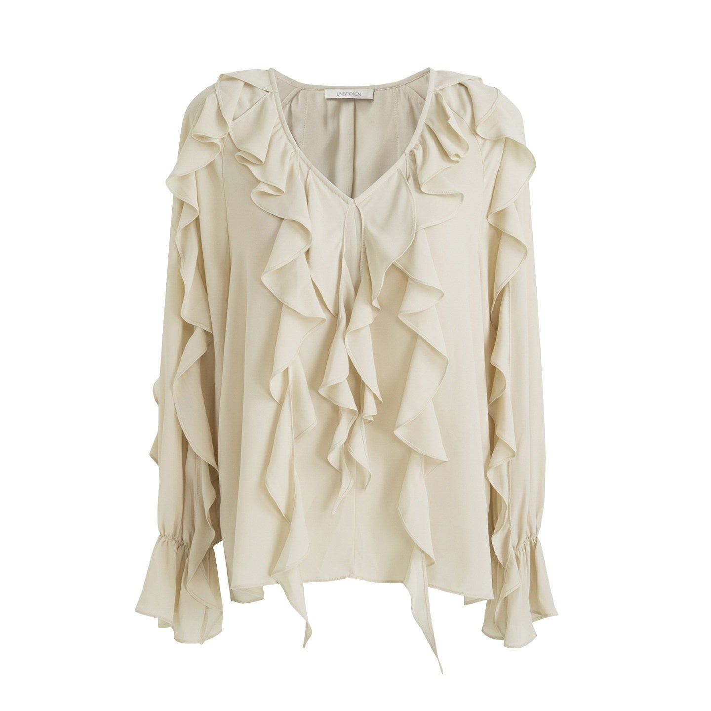 unspoken_Breathable_Soft_Minimalist_Commuter_Loose_Bell_Sleeve_V-neck_Office_Blouses_MISSTT