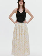 fano Lined 100% Cotton Soft Plaid A Line Mid Waist Loose Fit Korean Maxi Skirts