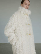 unspoken Ivory High Neck Button Closure Minimalist Workwear Midlength Women Long Coats