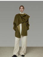 unspoken Asymmetrical Lambswool Blend Oversized Minimal Commuter Tailored Wool Coats