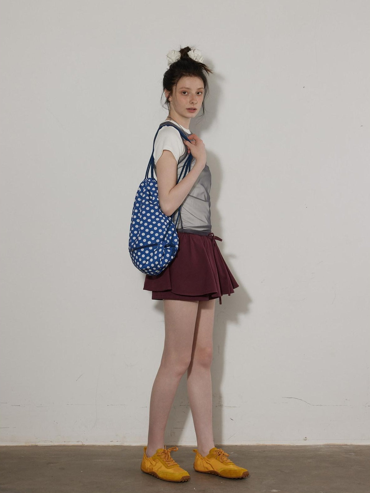 Lofi choose High Waist Lined A Line Puff Office Chic Beige Aubergine Mini Skirts