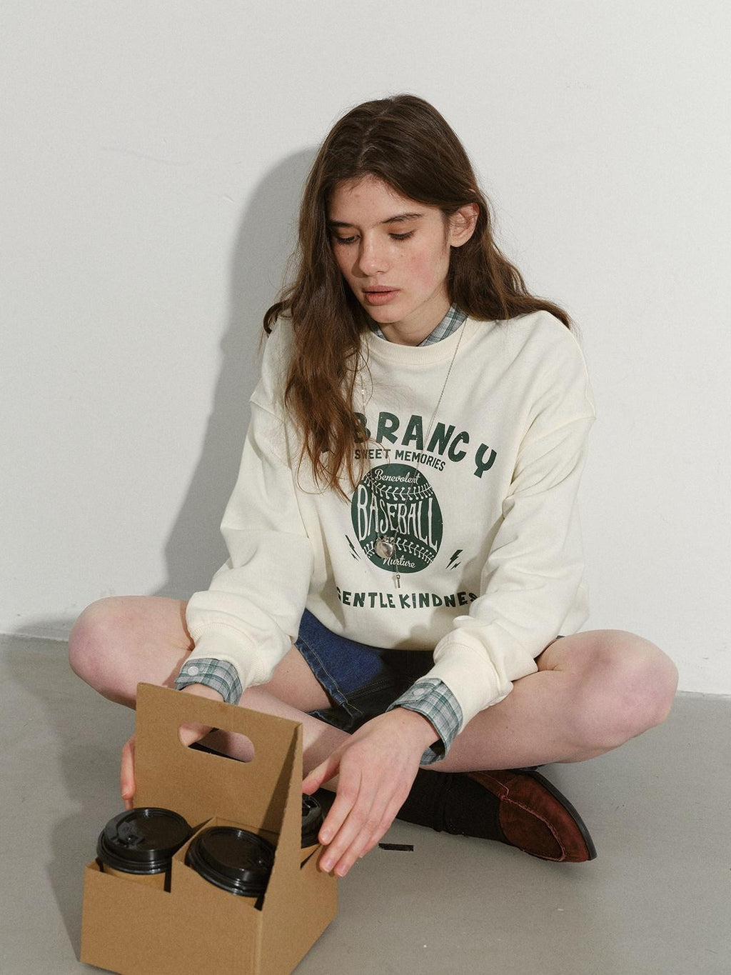 Lofi choose Cozy Letter Print Loose Drop Shoulder Commuter Women Long Sleeve Sweatshirt