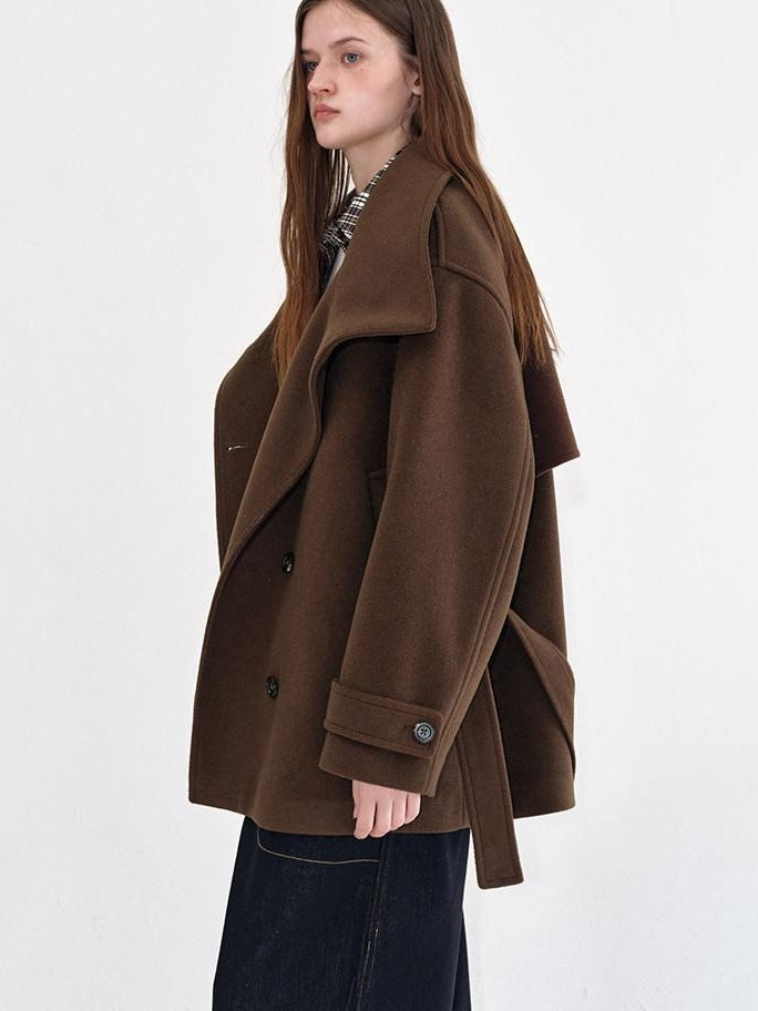 fano Brown Double Breasted Korean Notched Lapel Midlength Office For Women Long Coats