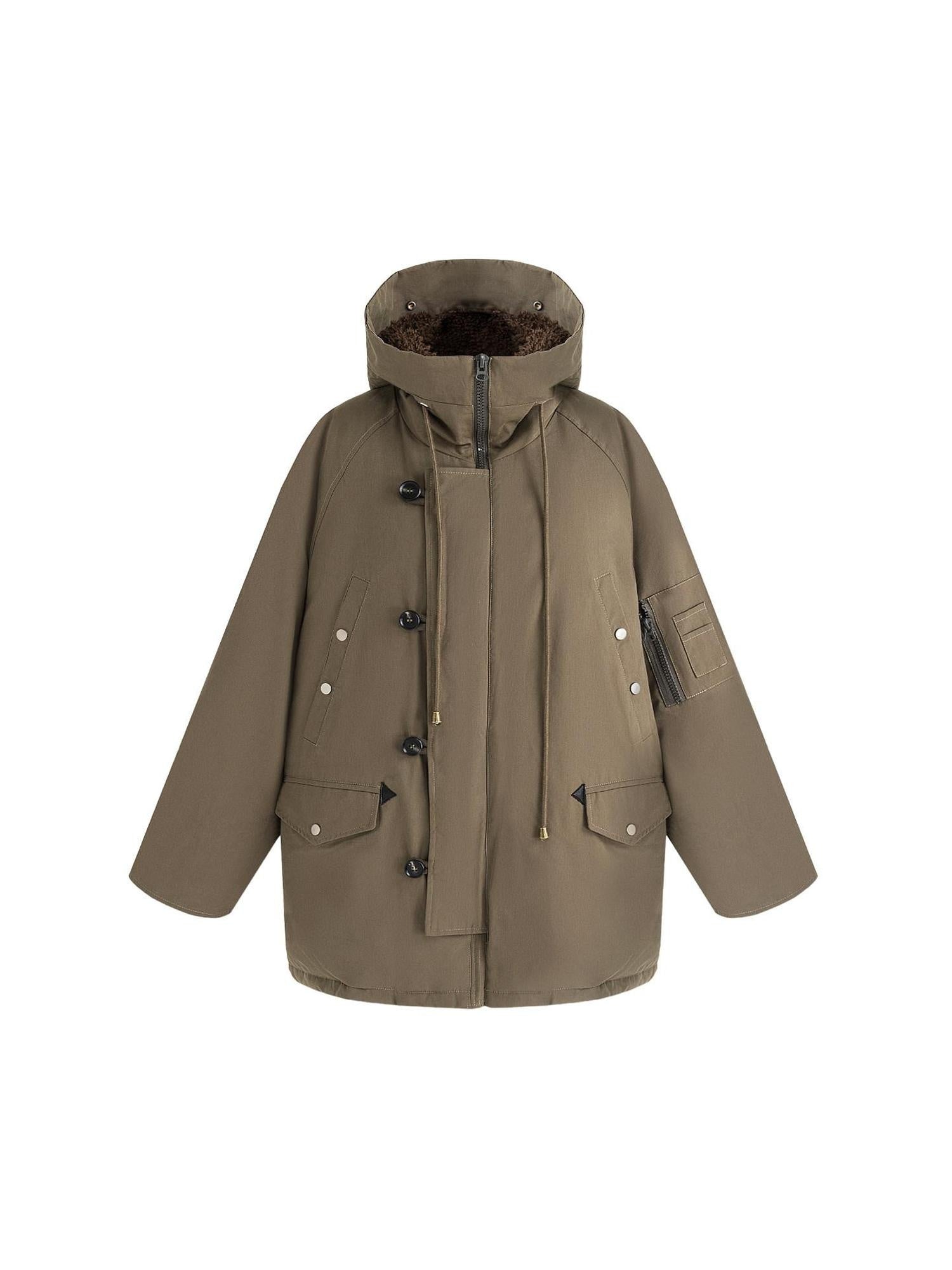 unspoken 90 Percent White Duck Down Hooded Loose Patchwork Cotton Warm Women Down Jackets