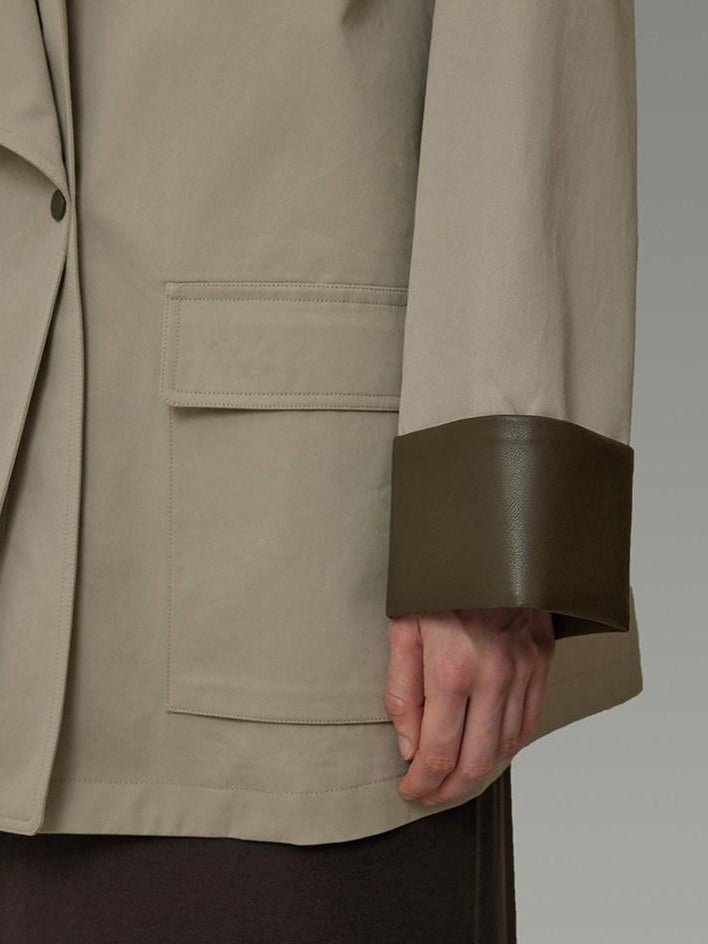unspoken Pure Cotton Loose Mid Length Single Breasted Women Commuter Khaki Trench Coats