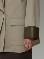 unspoken Pure Cotton Loose Mid Length Single Breasted Women Commuter Khaki Trench Coats