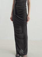 someone sometimes Versatile Pleated Tie Cami Slim Fit Lyocell Linen Blend Women Top & Skirt Sets