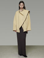unspoken 100 Percent Wool Lightweight Minimal Commuter Loose Women Pale Yellow Wool Coats