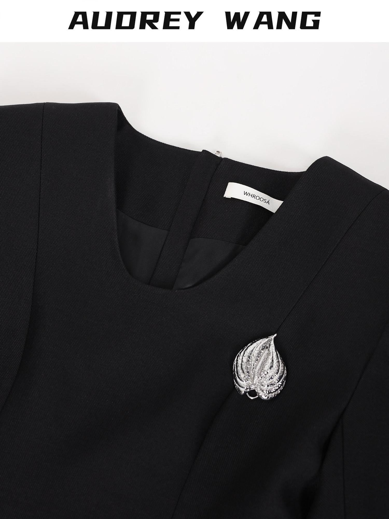 audreyyang Slim Waist Fitted Crew Neck Polyester Women Black Gray Long Sleeve Crop Tops