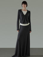 unspoken Soft Viscose Two Piece Hooded Zip Up Loose Minimal Female Deep Gray Lounge Sets