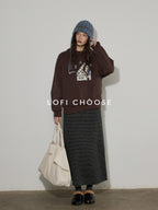 Lofi choose Fleece Lined Cotton Loose Fit Crewneck Pullover Commuter Sweatshirt