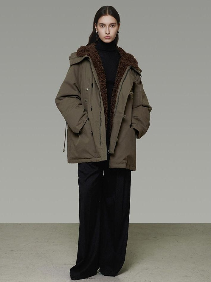unspoken 90 Percent White Duck Down Hooded Loose Patchwork Cotton Warm Women Down Jackets
