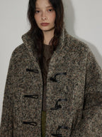 Lofi choose Heavy Wool Blend Relaxed Fit Stand Collar Midlength Commuter Toggle Wool Coats