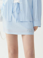 fano Breathable Lyocell Korean Oversized Collared Long Sleeve Women Blue Shirts