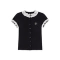 ikyou_Cotton_Stretch_Slim_Polka_Dot_Ruffle_Women_Short_Sleeve_Buttoned_Knit_Cardigans_MISSTT