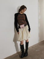 Lofi choose High Waist Irregular Hem Loose Fit Workwear Solid Beige Office Midi Skirts