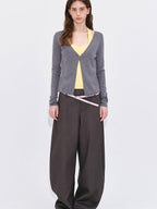 fano Soft Breathable Korean V-neck Slim Faux Layered Colorblock Cardigans
