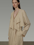 unspoken Classic Khaki Single Breasted Mid Length Loose Fit Women Commuter Trench Coats