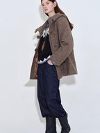 fano 75 Wool 25 Polyester Hooded Loose Fit Korean Commuter Brown Wool Coats