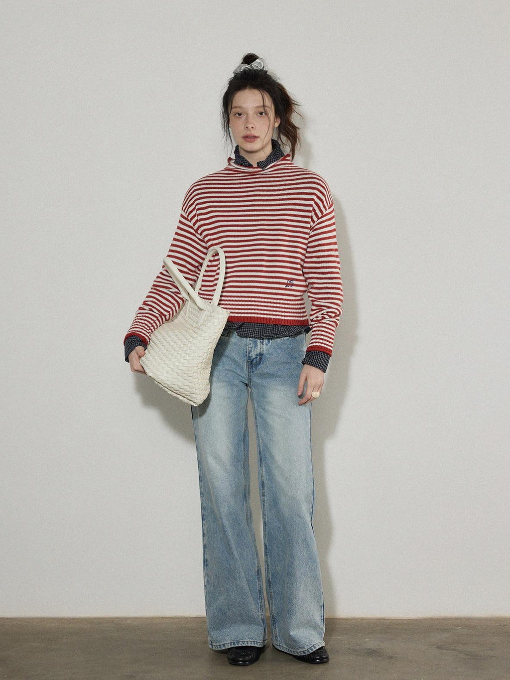 Lofi choose Acrylic Cotton Soft Striped Loose Fit Pullover Commuter Style Women Sweaters