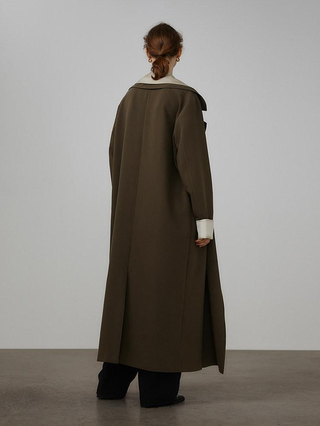 unspoken Single Breasted Straight Fit Commuter Artistic Women Dark Grey Green Long Coats