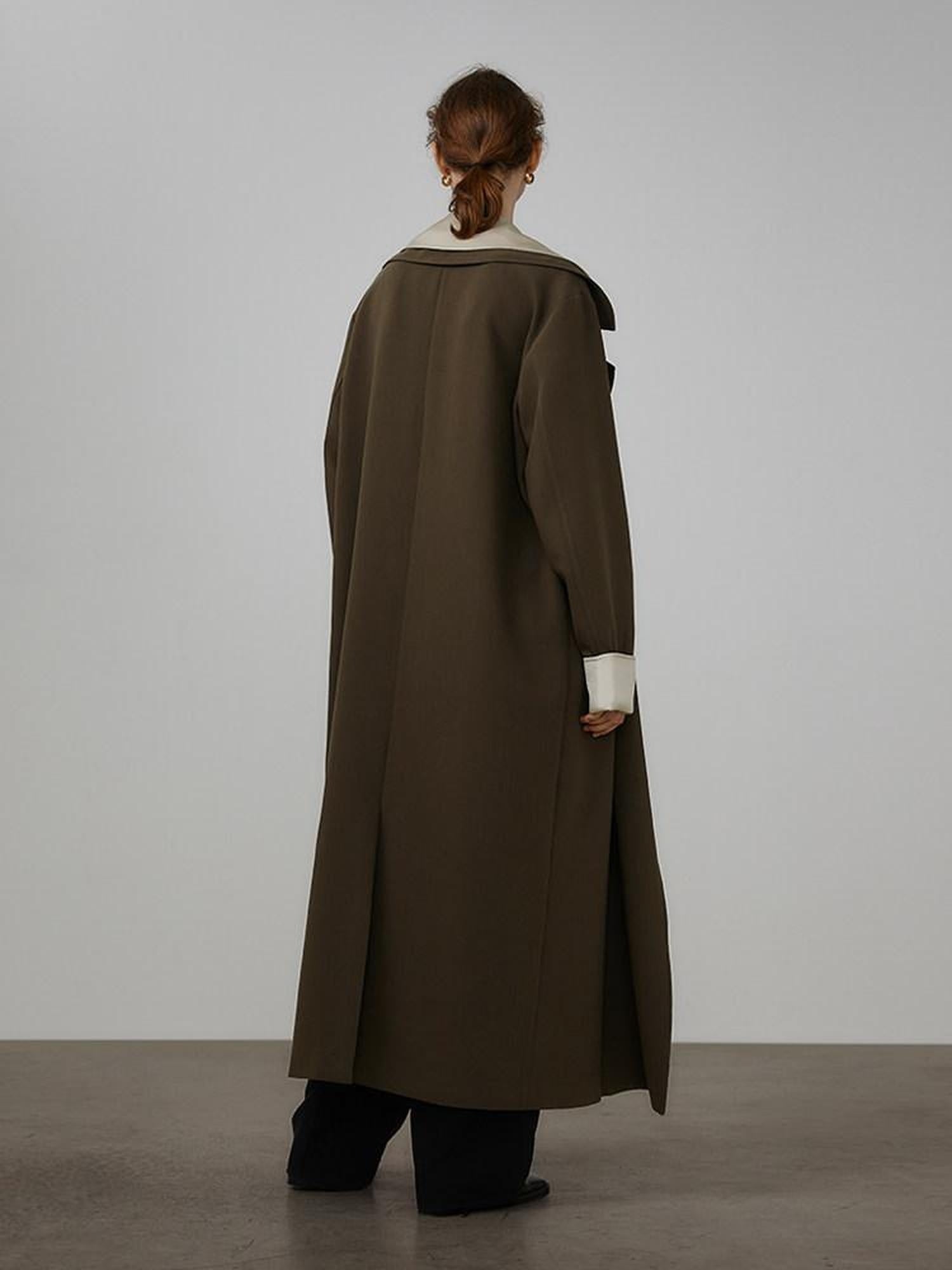 unspoken Single Breasted Straight Fit Commuter Artistic Women Dark Grey Green Long Coats