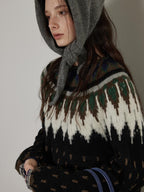 Lofi choose Cozy Thick Oversized Commuter Office Crewneck Black Pullover Knit Sweaters